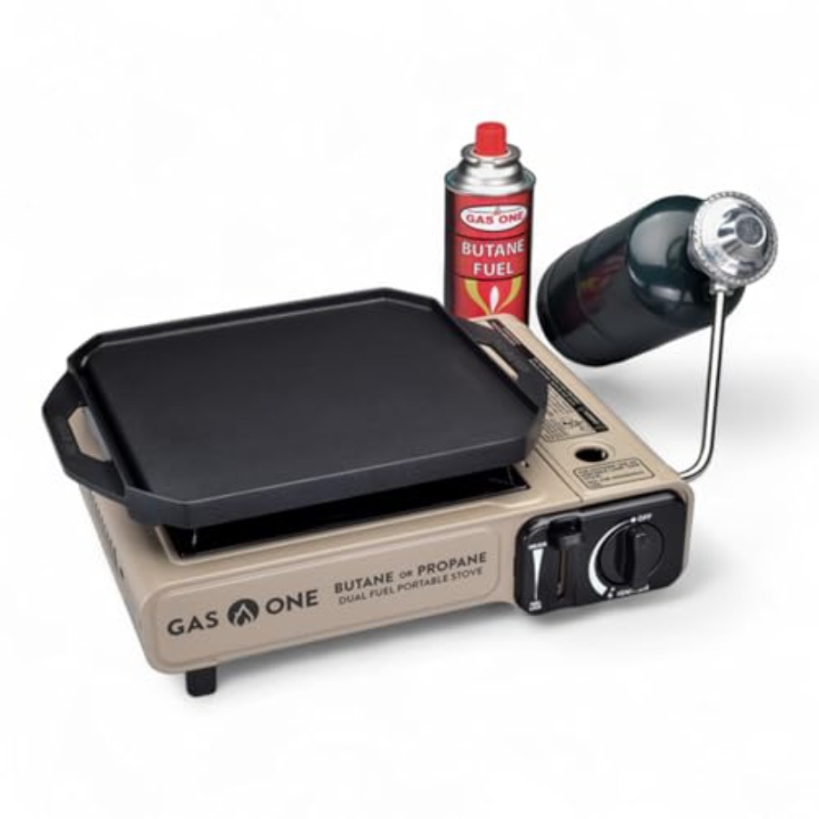Camping Cooking Flat Top - GasOne GS-3400P-KIT Propan- oder Butan-Gas-Flachgrill inklusive