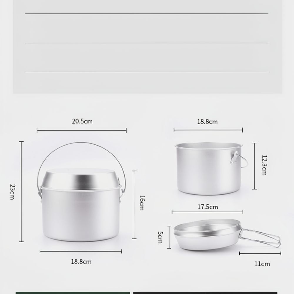 Camping Cooking Dining Set - Outdoor-Picknick-Kochgeschirr aus Aluminium für Starck Camping,