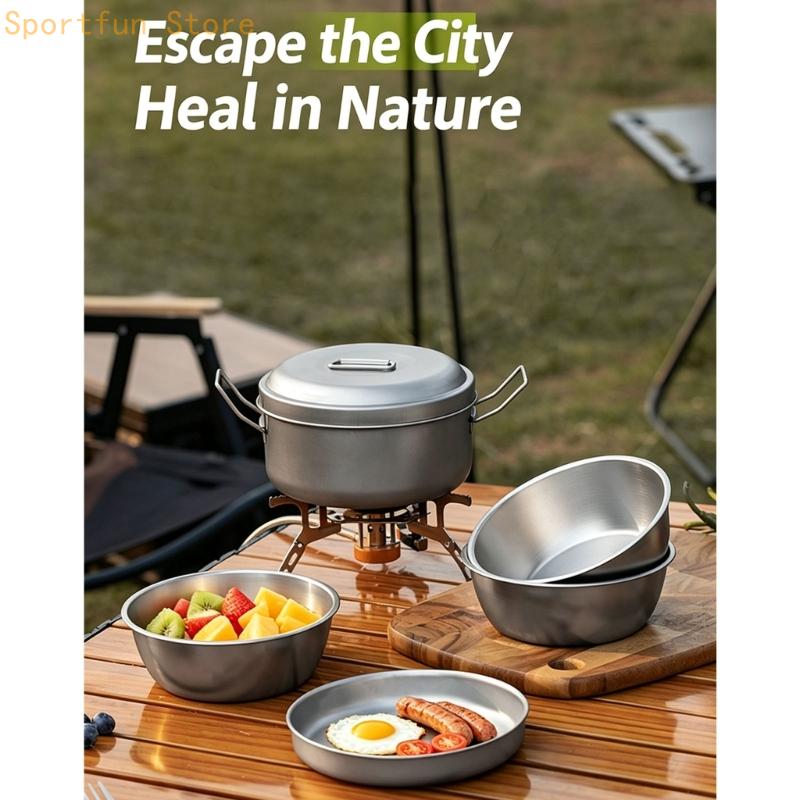 Camping Cooking Dining Set - Camp Meal-Kochgeschirrgruppe mit Topfdeckel und Tablett,