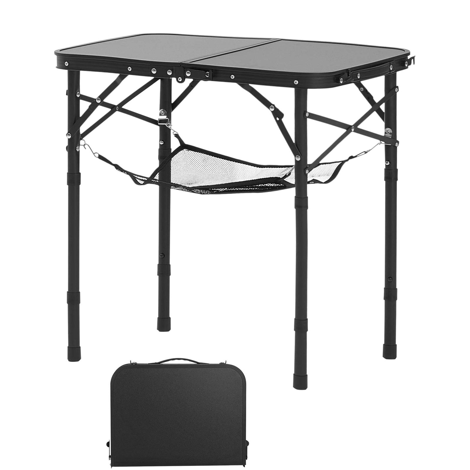 Camping Cooking Table - Klappbarer Campingtisch, höhenverstellbare tragbare Beistelltische, Aluminium-MDF-Strandtisch