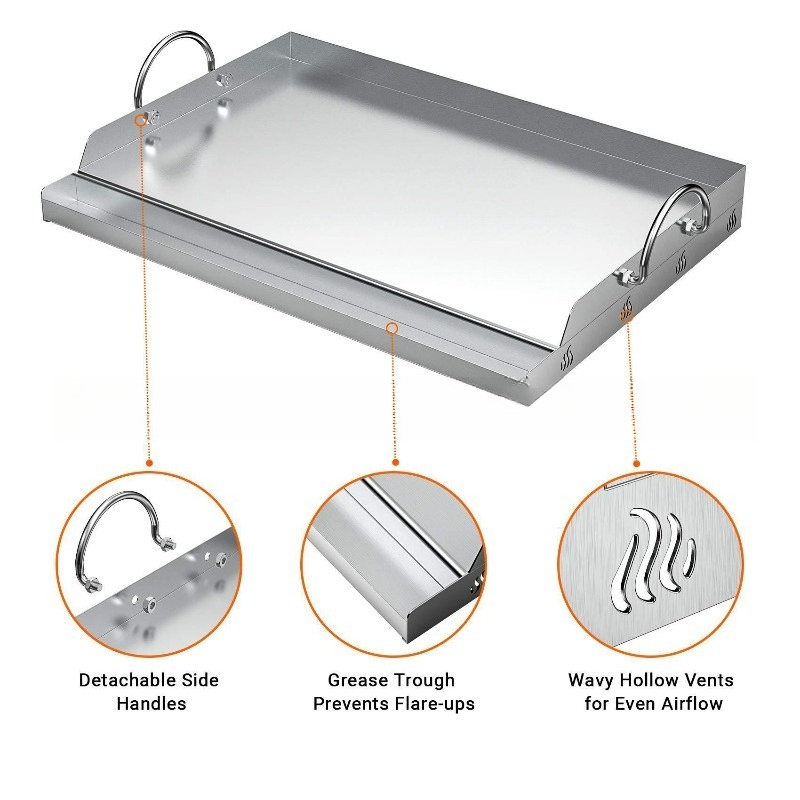 Camping Cooking Flat Top - Edelstahl-Grillplatte, Grillwerkzeug für Campinggrills, Heckklappe, Kochen