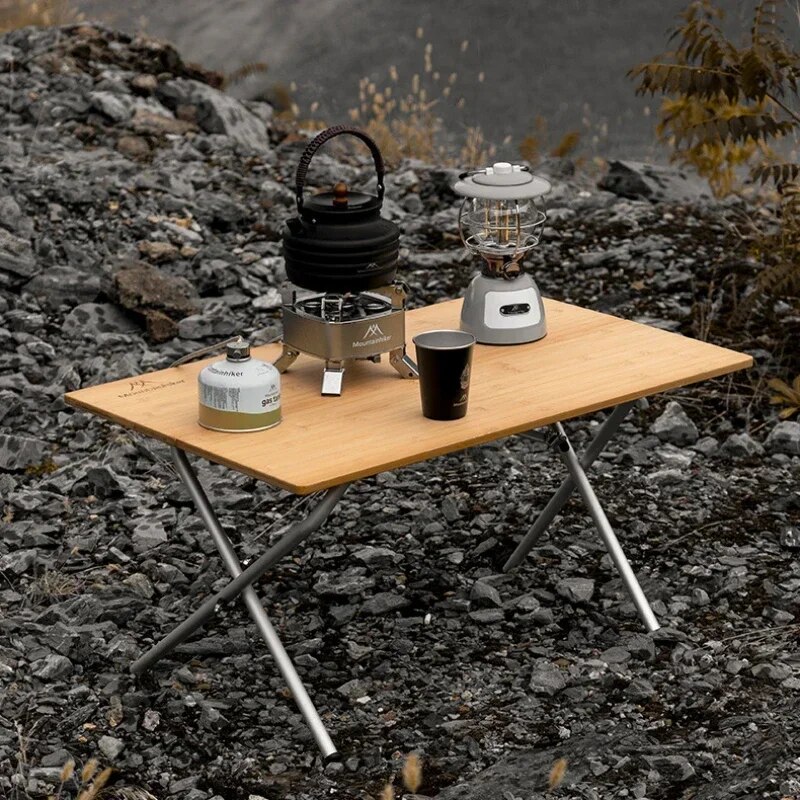 Camping Cooking Table - MOUNTAINHIKER Outdoor Camping Bamboo 2/3 Klapptisch