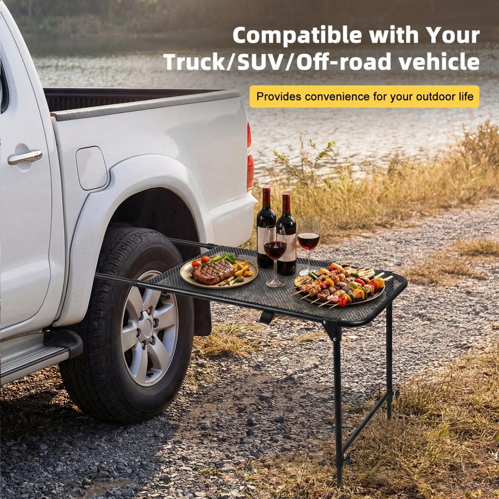Camping Cooking Table - Reifenmontage-Campingtisch, Klappbarer Stahltisch für Heckklappenpartys, Picknick,