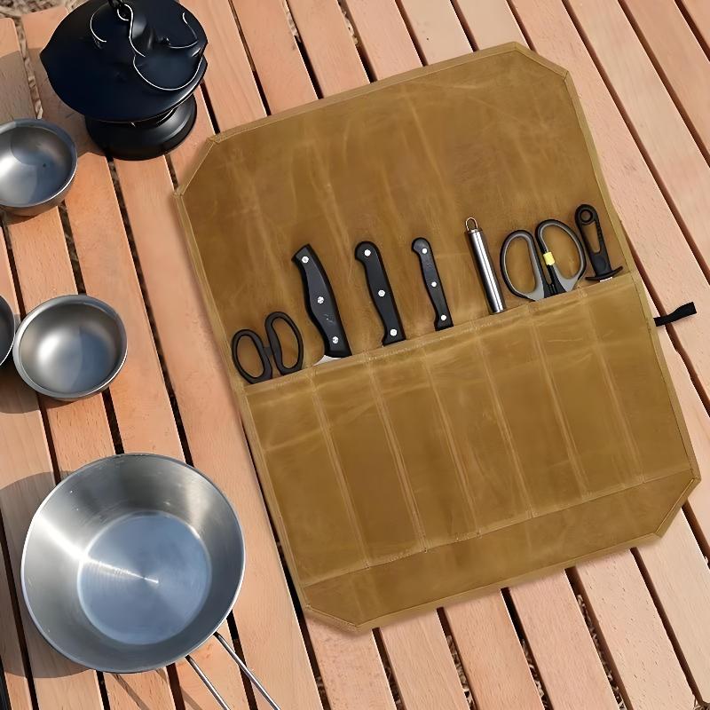 Wachstuch-Kochmesserrolle mit  – Camping Cooking Organizer Bewertung und Preis